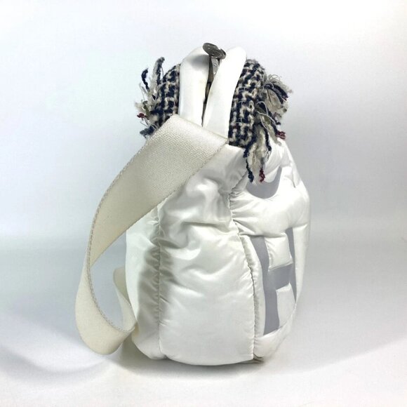 CHANEL fringe CocoNeige CC Coco Logo Crossbody Shoulder Bag Nylon White - Picture 5 of 15